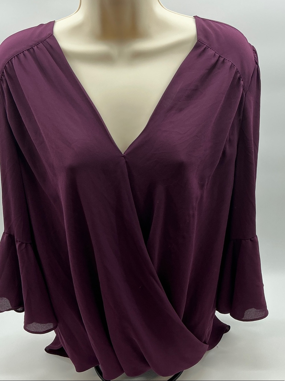 INC International Concepts Plum Wrap-Front Blouse
